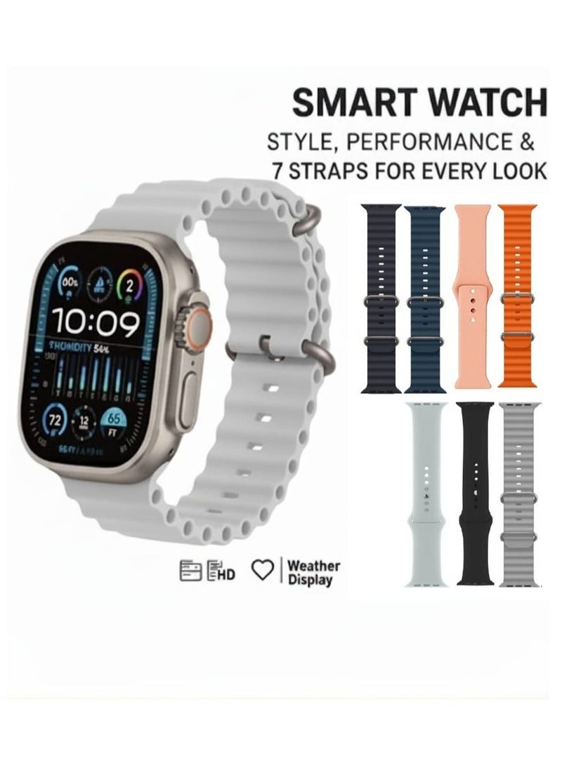 HW Smart Watch HW-67 ultra  With Health Fitness Tracker Sport Watch  Supports 7 addition Wrist Strap 49MM-Multicolour - Image 1